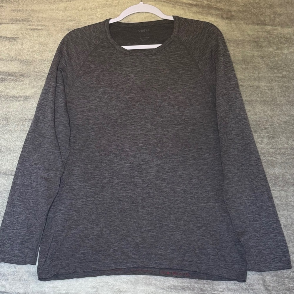 Rhone Reign Long Sleeve Training Shirt Mens Large Charcoal Heather Grey Raglan